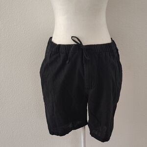 H&M Men's Relaxed Fit Linen Blend Classic Black Shorts Size 36R